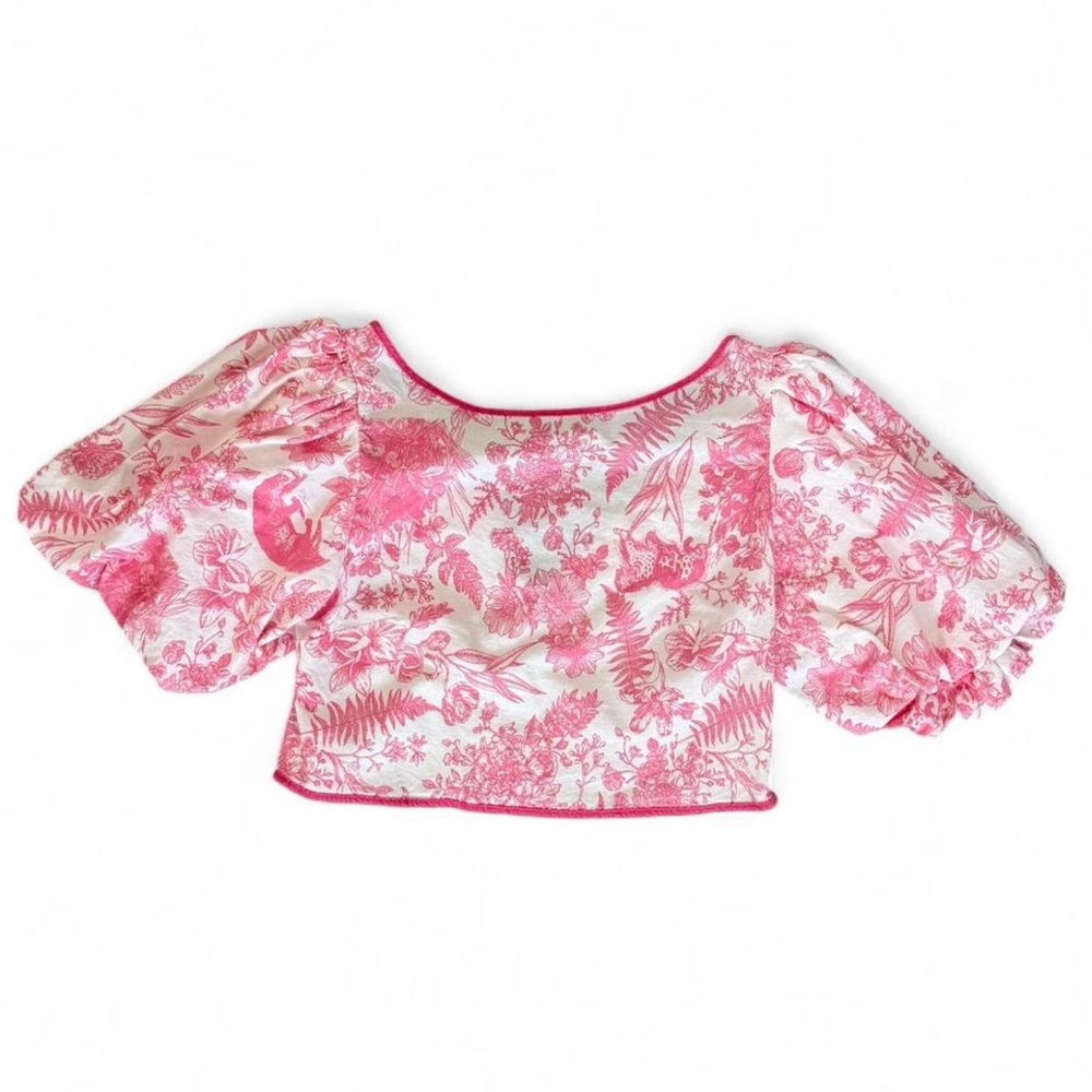 Lalibela Province Puff Sleeve Cropped Blouse